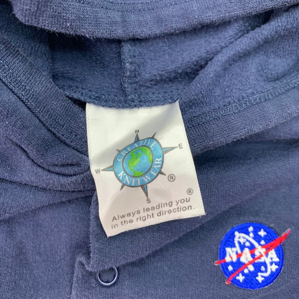 VTG Nasa Souvenir 6-9M Blue Long Sleeve Full Zip Hoodie Sweatshirt Button Up - Picture 5 of 5